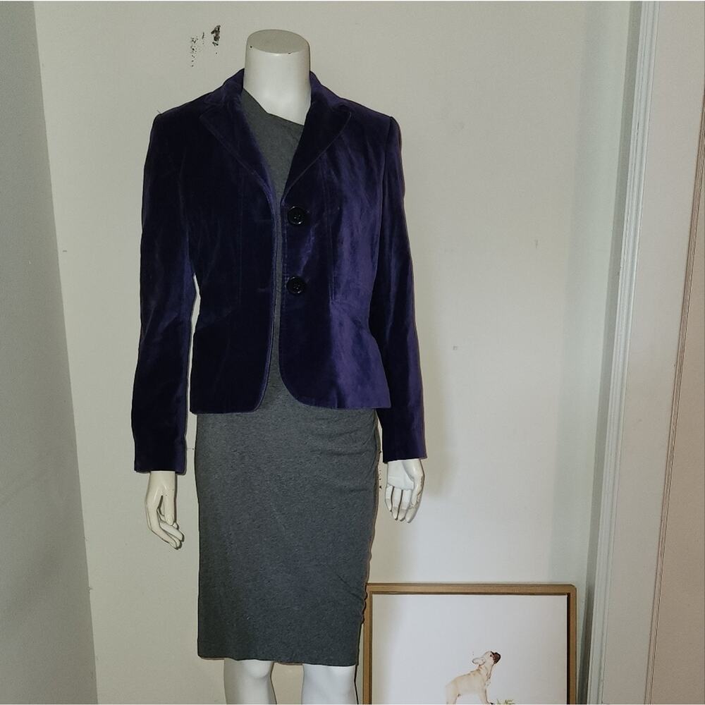 AK Anne Klein Stretch Purple Suede Blazer sz 4 EUC - Picture 11 of 16
